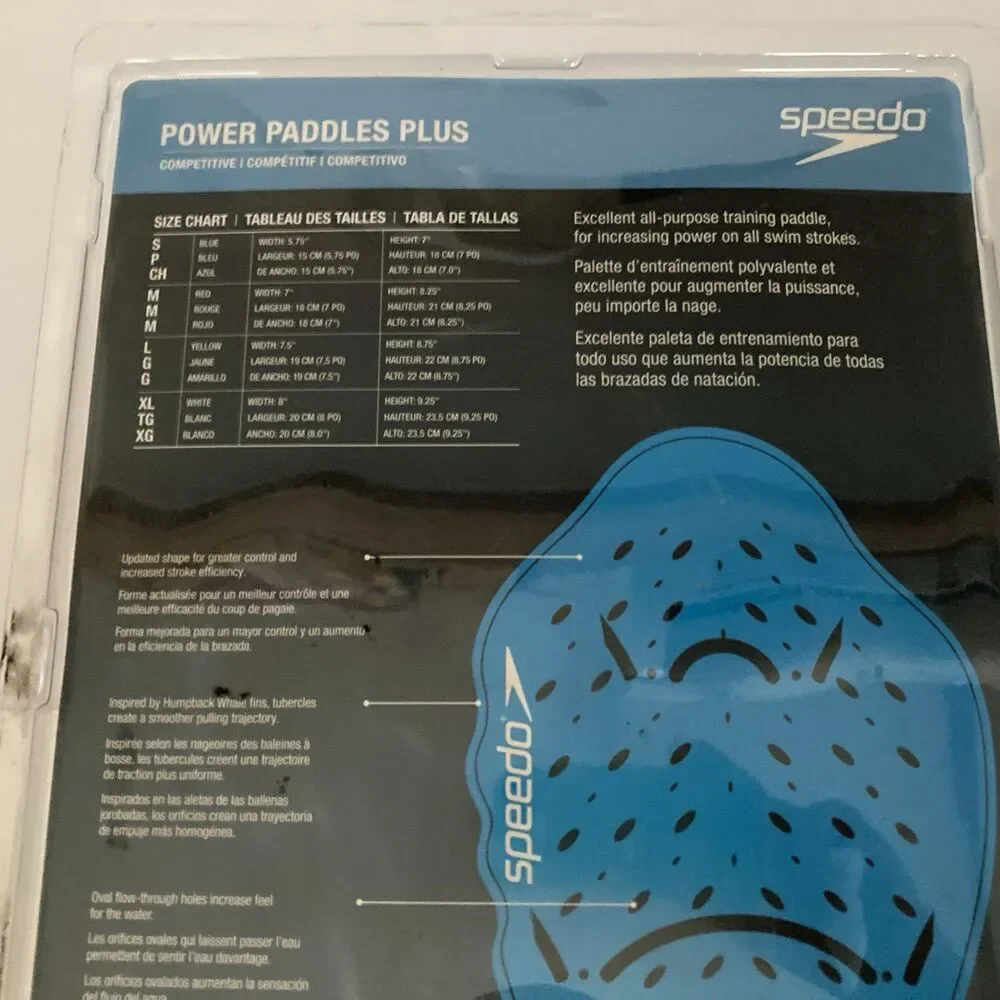 Speedo Power Paddle Plus Swim Training Hand Paddles Black Swimming Pair
